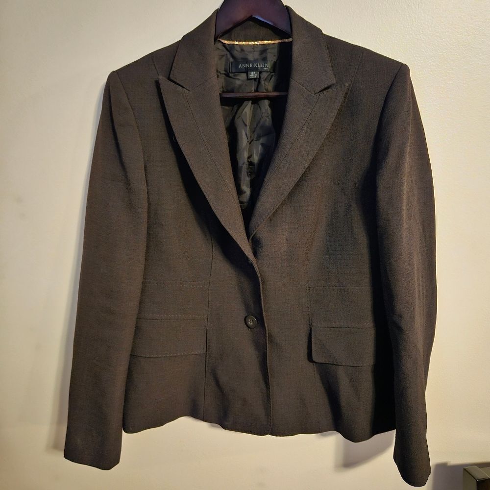 Anne Klein Blazer Suit Jacket Black Petite Suit Business Casual Neutral Classic